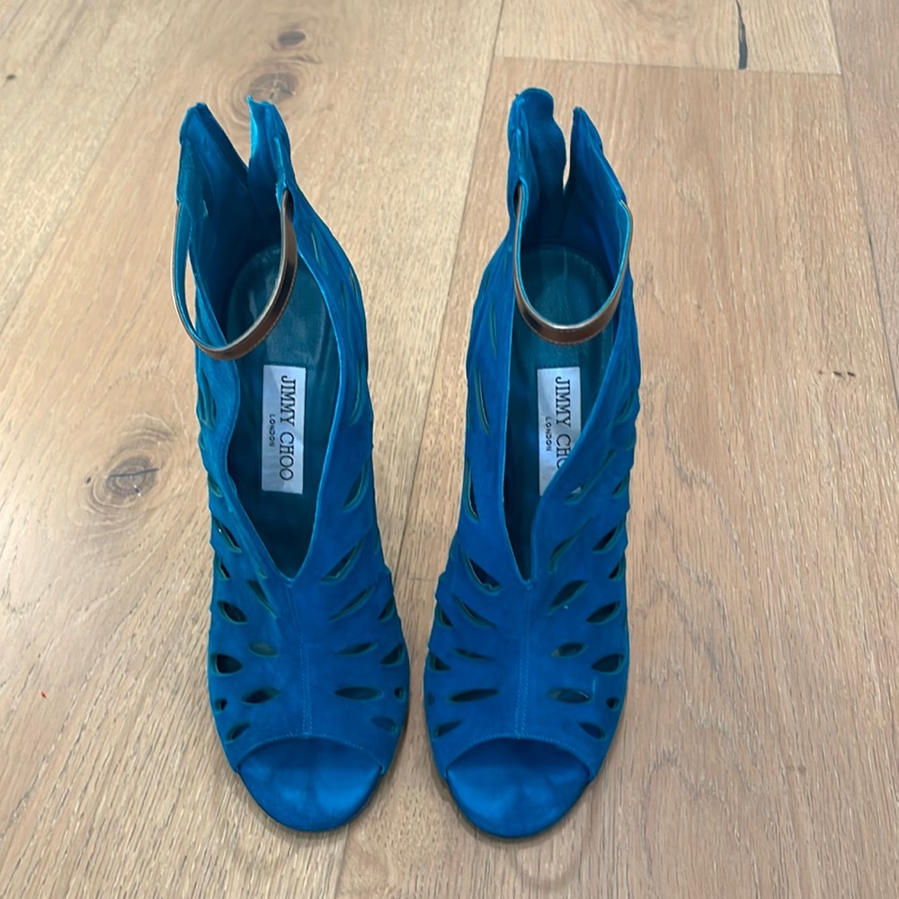 Jimmy Choo Teal Caged Heel